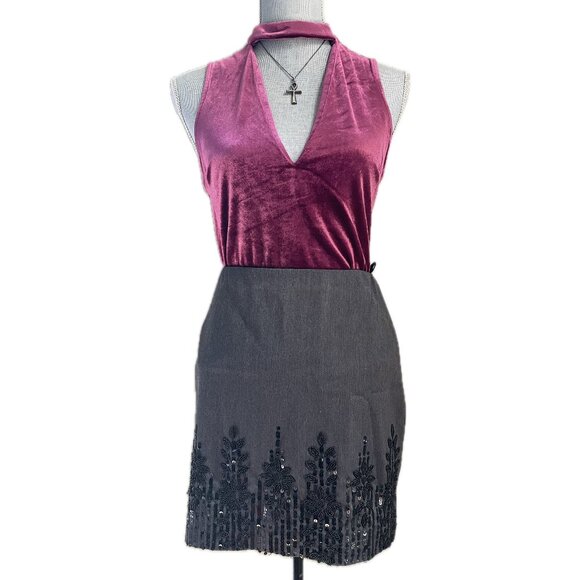 Grey Sequin Mini Skirt - Picture 2 of 6